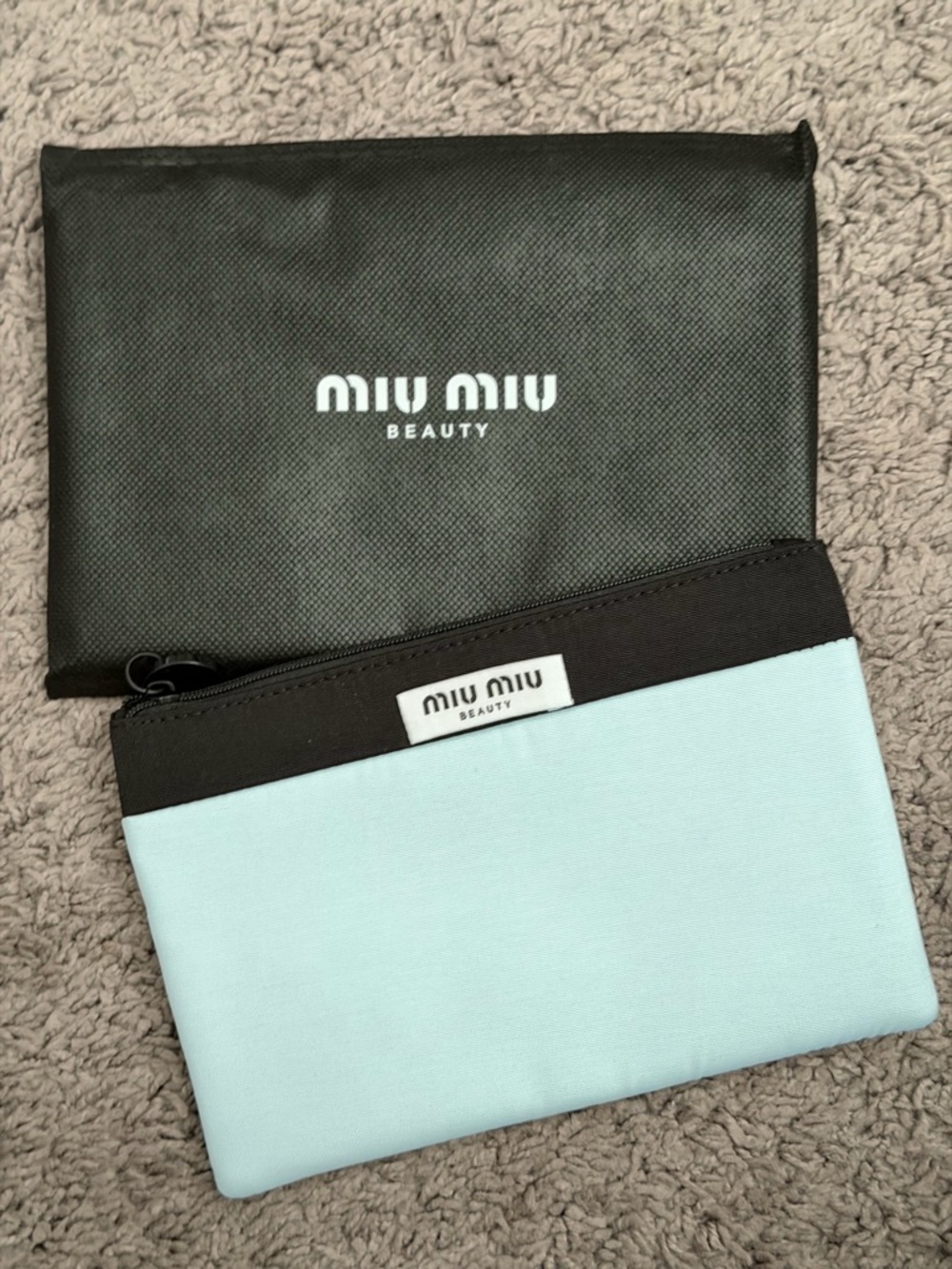 Miu Miu Light Blue and Black Two-Tone Cosmetic Pouch